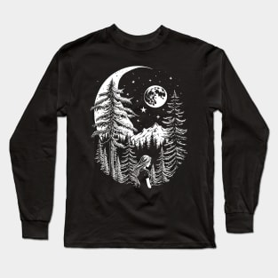 Hiking, Stars, Forest & Moon Celestial Long Sleeve T-Shirt